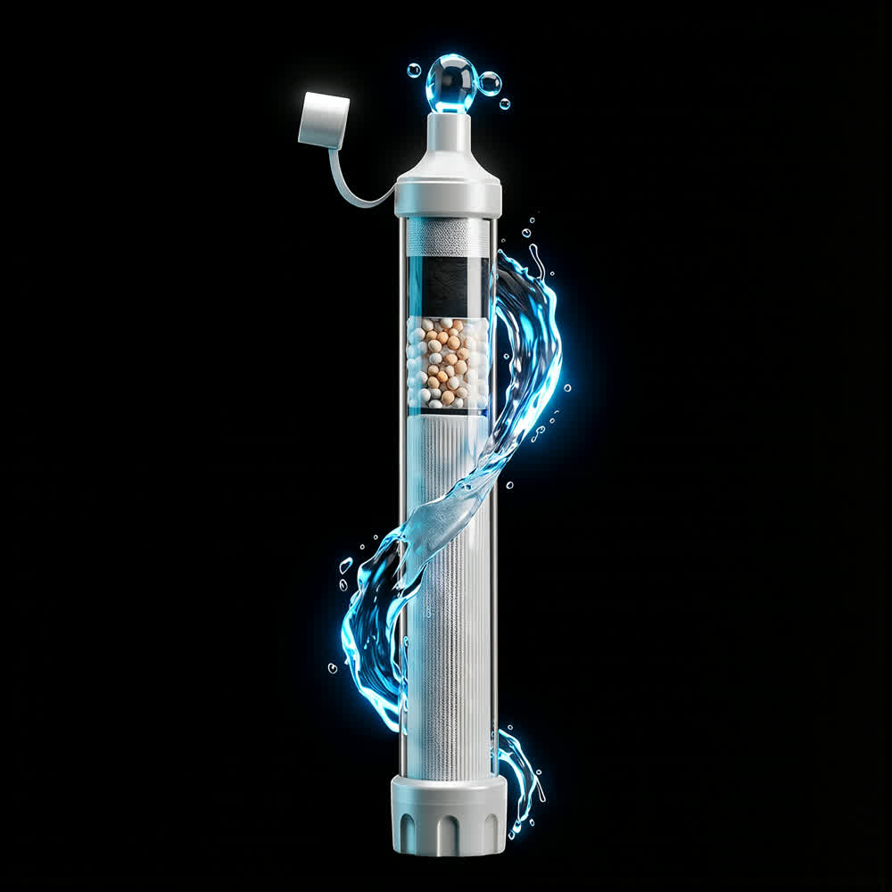 Clarity Core water filter cutaway with clean water splash