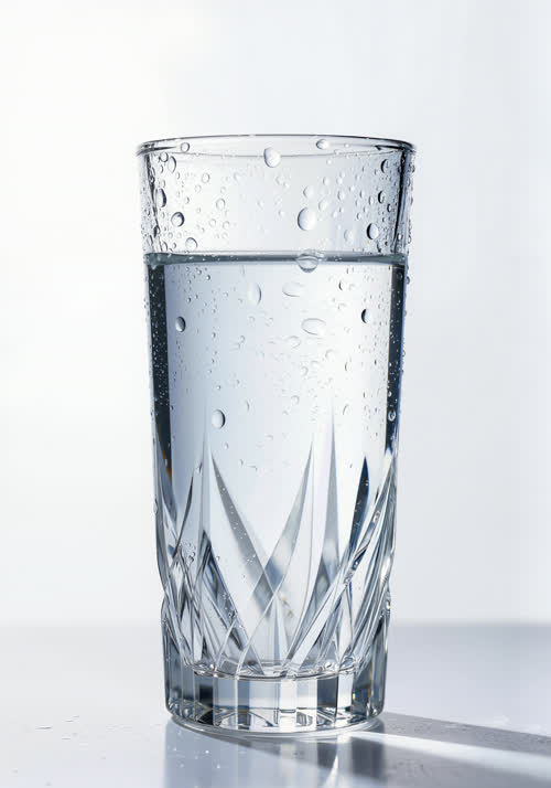 Crystal clear glass of clean water